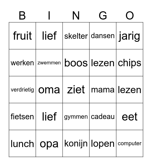 lief Bingo Card