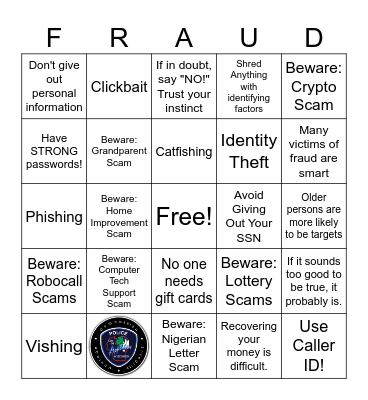 Scam Bingo Card