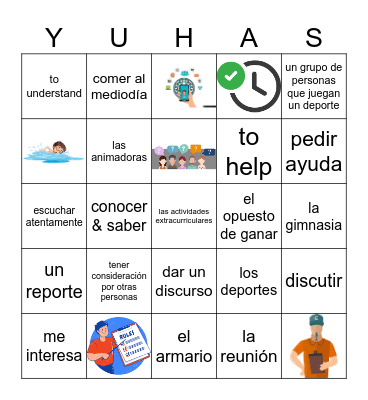 Unit 1 Vocabulario: Miguel & Ariana Bingo Card