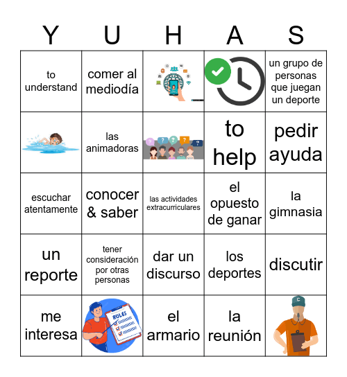 Unit 1 Vocabulario: Miguel & Ariana Bingo Card