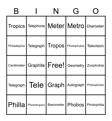 Roots 1-7 Bingo Card