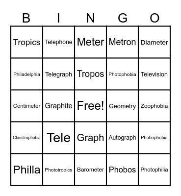 Roots 1-7 Bingo Card