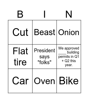 Test Guelph Bingo Card