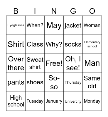 Untitled Bingo Card
