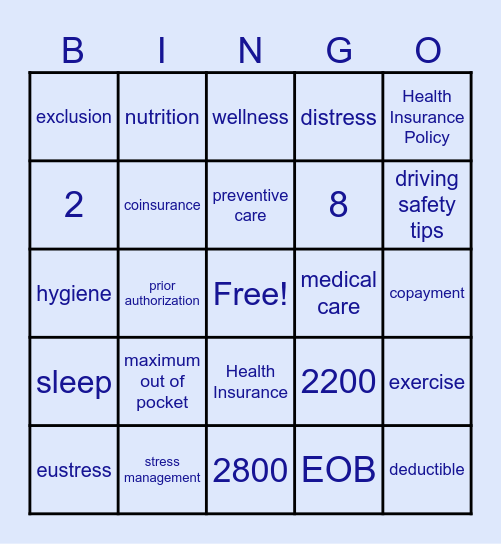 Taking Care of Yourself Bingo Card