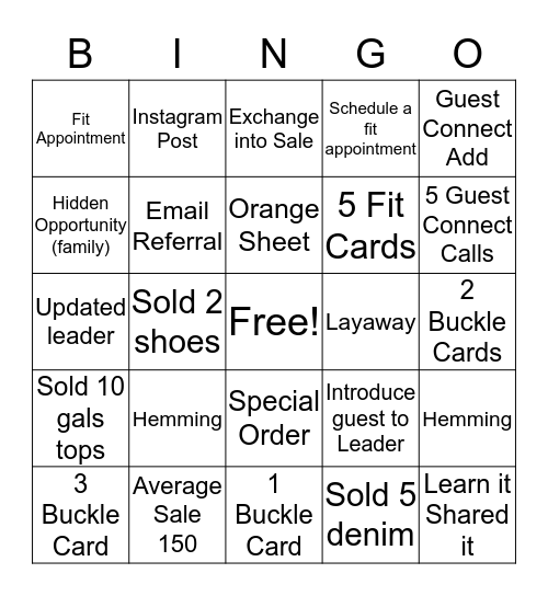 Legendary Buckle Experience  Bingo Card