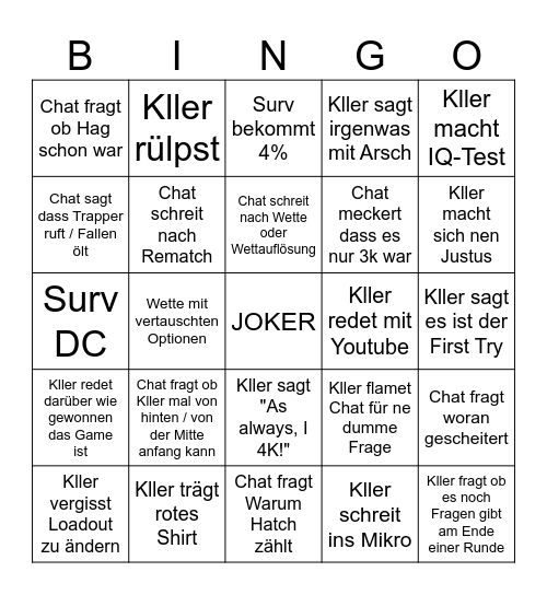 4k Challenge Bingo 2 Bingo Card