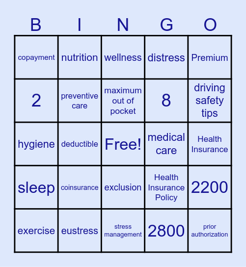 Taking Care of Yourself Bingo Card