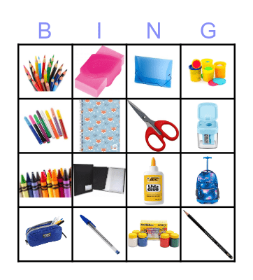 SCHOOL SUPPLIES Bingo Card