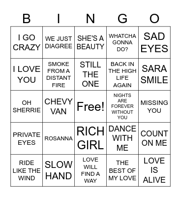 #1-YACHT ROCK Bingo Card