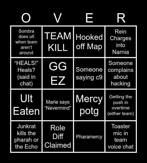 Overwatch Bingo Card