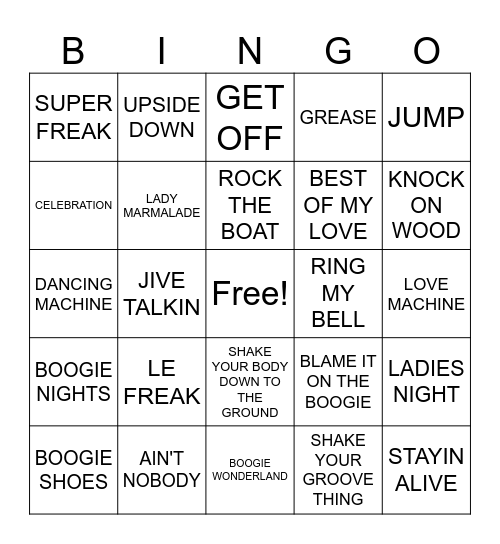 #6- DISCO HITS COVER ALL Bingo Card