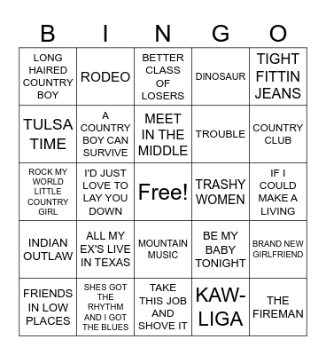 #3- CLASSIC COUNTRY Bingo Card