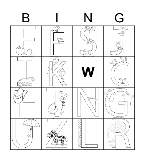 Letter Bingo Card