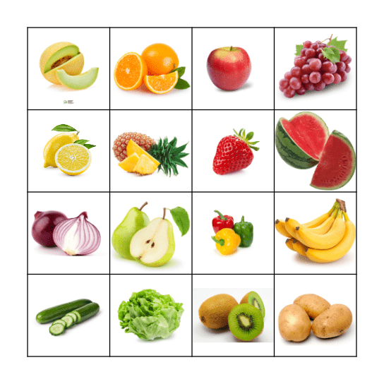 Φρούτα και Λαχανικά Bingo Card