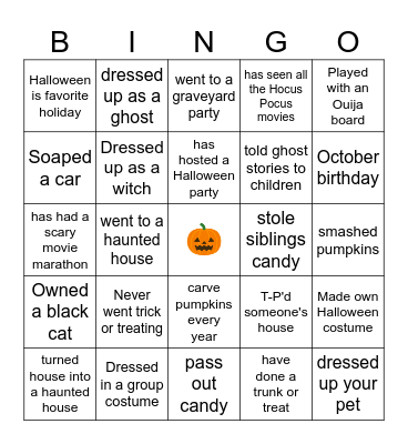 Halloween Bingo Card