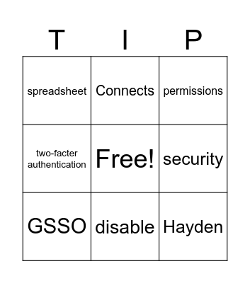 Weekly Quick Bingo Card