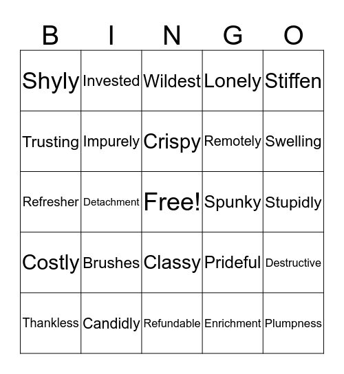 Wilson 6.1 Bingo Card