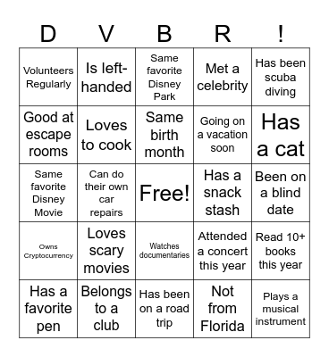 Get to know - BINGO Card
