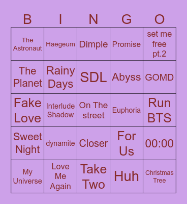 BTSMERIJAAN_7 Bingo Card
