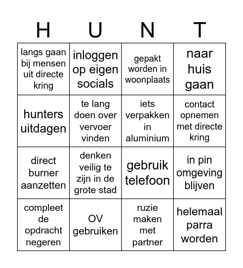 hunted bingoooo Bingo Card