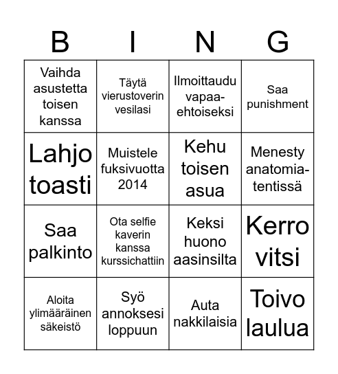 FUKSIPASSI Bingo Card