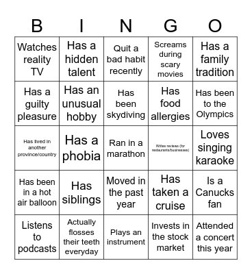 Find someone who... Bingo Card