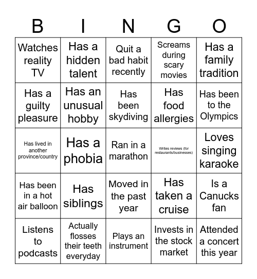 Find someone who... Bingo Card