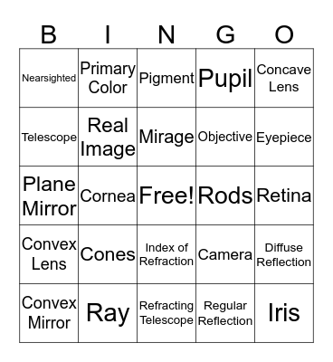 Light Bingo Card