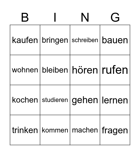 Wörter Bingo Card