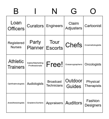 Career Bingo Card