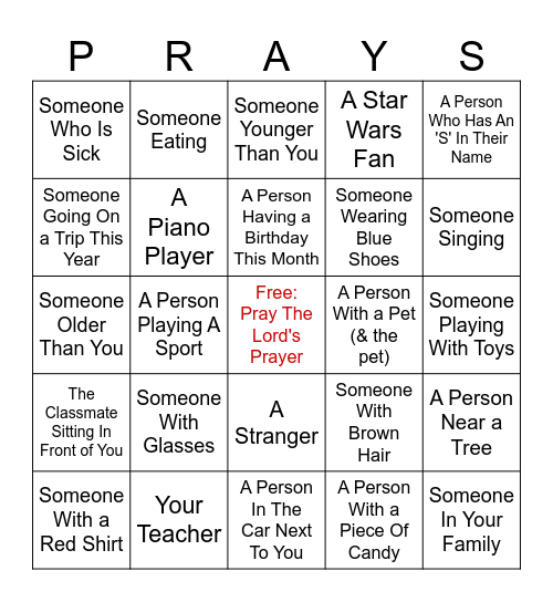 A Disciple Bingo Card