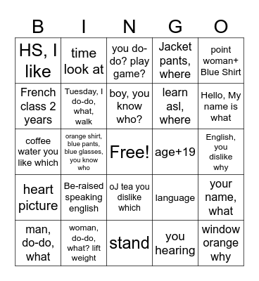 Unit 2 Bingo Card