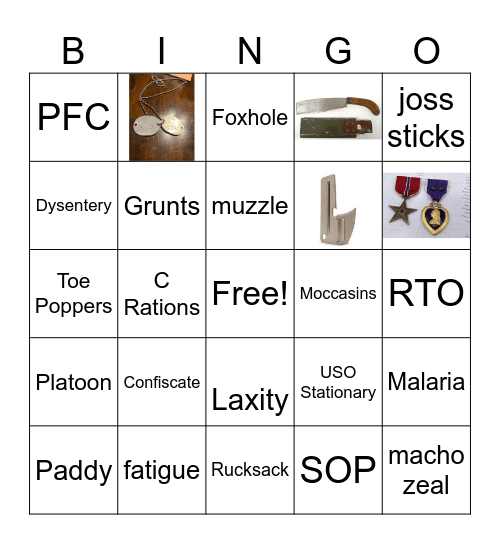 The Things They Carried Bingo Card