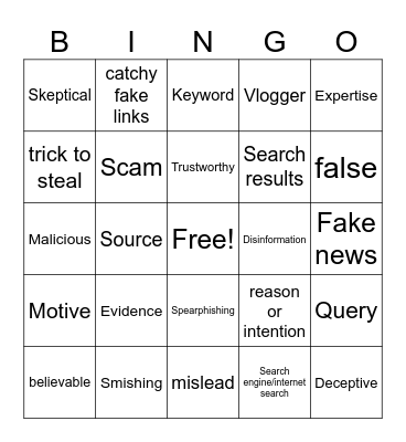 Don't Fall for Fake! Bingo Card
