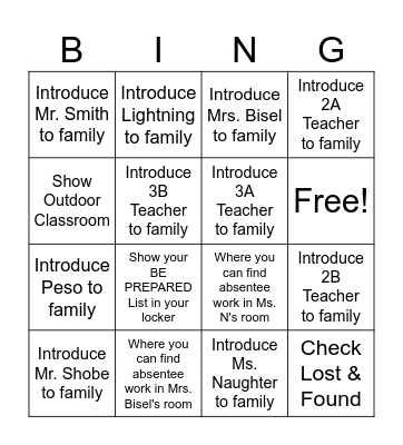 6th gr. Back to School 2023 Bingo Card