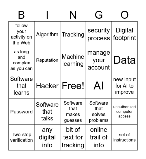 Secure Your Secrets Bingo Card