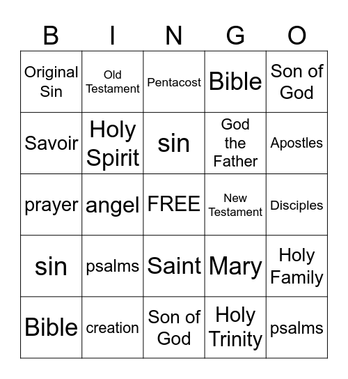 Vocabulary Bingo Card