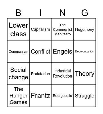 Marxism Bingo Card