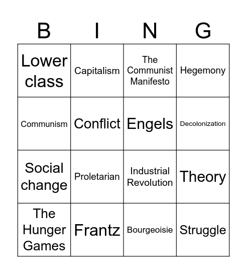 Marxism Bingo Card