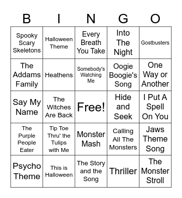 Halloween BINGO Card