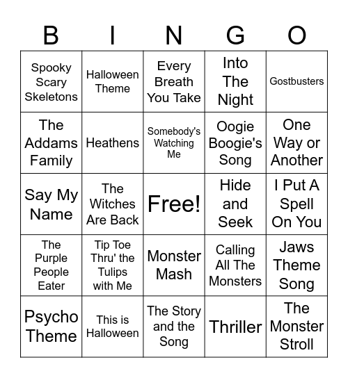 Halloween BINGO Card