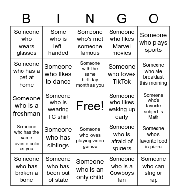Human Bingo Card