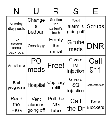 Medical Bingo Card