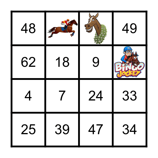 Bingo Jockey Bingo Card