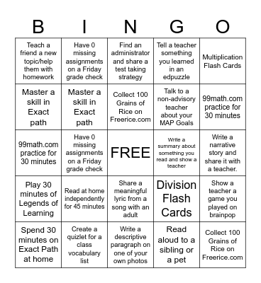 Taking Ownership of my Learning Bingo Card