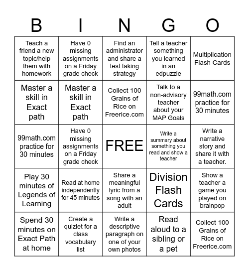 Taking Ownership of my Learning Bingo Card