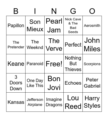 Muziek Bingo Card