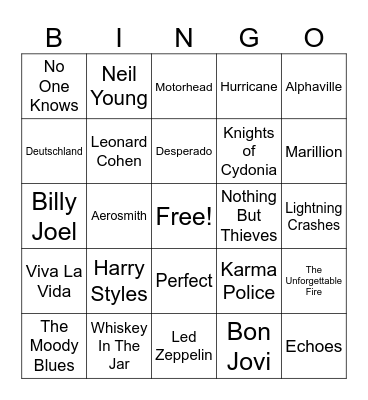 Muziek Bingo Card