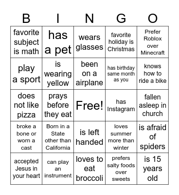 FIND SOMEONE WHO: Bingo Card